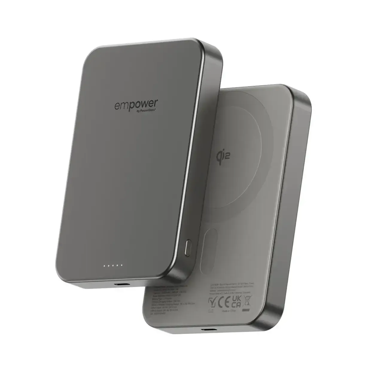 Powerbank, Empower by PanzerGlass, empower bank, trådløs, 10000mAh, Titanium, grå