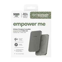 Powerbank, Empower by PanzerGlass, empower bank, trådløs, 5000mAh, Titanium, grå