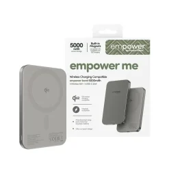 Powerbank, Empower by PanzerGlass, empower bank, trådløs, 5000mAh, Titanium, grå