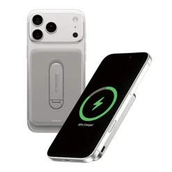 Powerbank, Empower by PanzerGlass, empower Bank w. Spin Stand, trådløs, 5000mAh, Titanium, grå