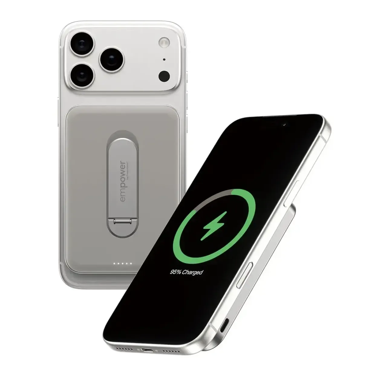 Powerbank, Empower by PanzerGlass, empower Bank w. Spin Stand, trådløs, 5000mAh, Titanium, grå