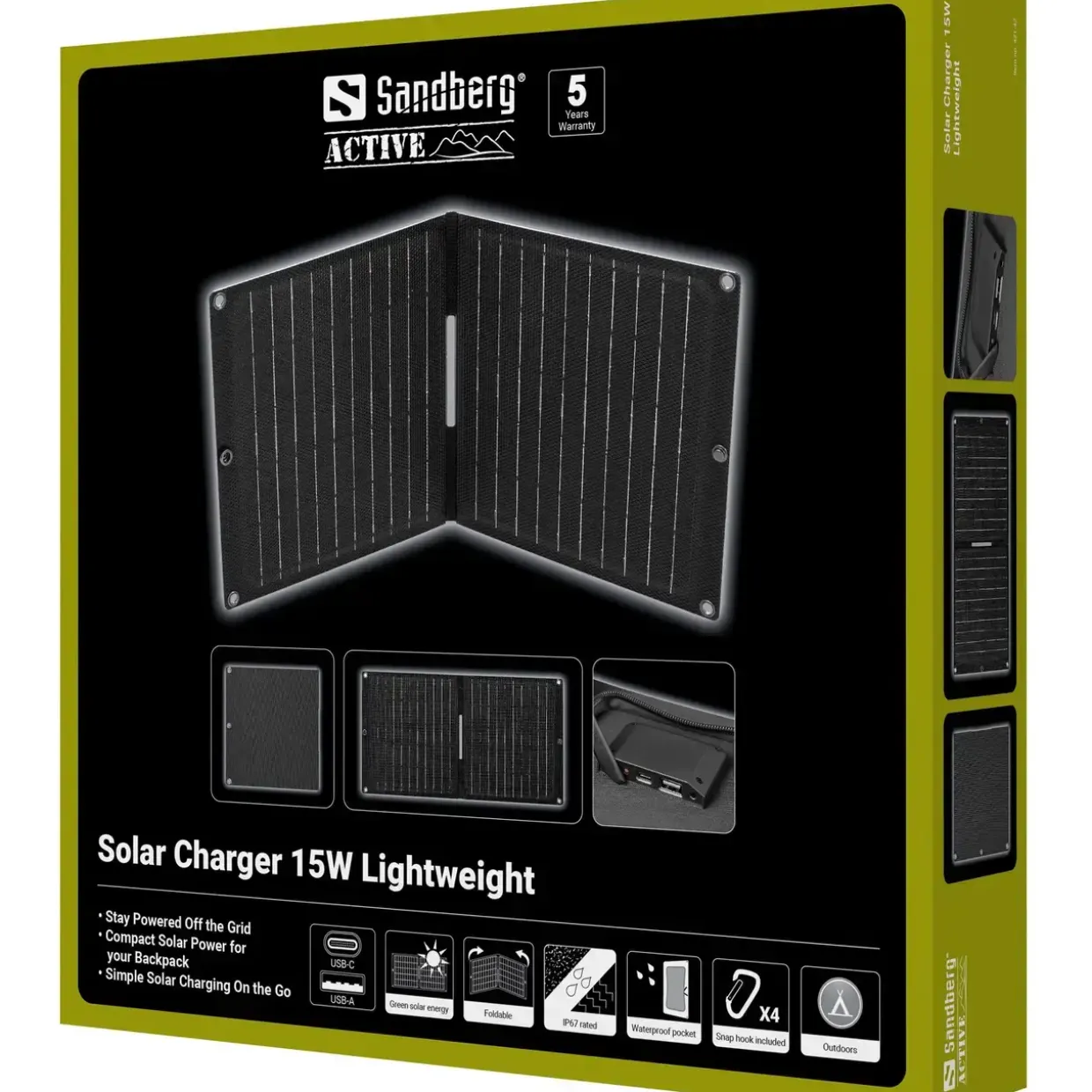 Powerbank med solceller - Sandberg 15W Lightweight