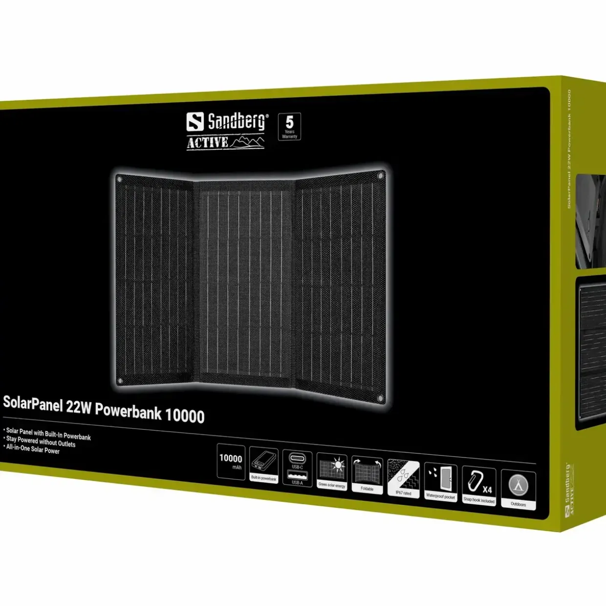 Powerbank Sandberg SolarPanel 22W 10000 Sort