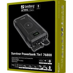 Powerbank, Sandberg Survivor 7in1 76800, sort