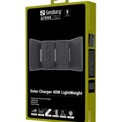 Powerbanks med solceller, Sandberg Solar Charger 40W LightWeight, sort