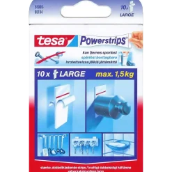 Powerstrips dobbeltklæbende Large hvide - 10 strips