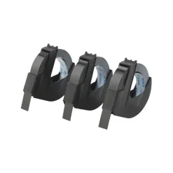 Prægetape - DYMO - 9 mm x 3 m - hvid på sort - 3 stk