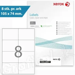 Print selv etiketter Xerox - 8 pr. ark 003R90024 - 100 ark