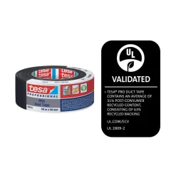 PRO duct tape - Tesa 74613 - 25 m x 50 mm - Sort - 6 stk