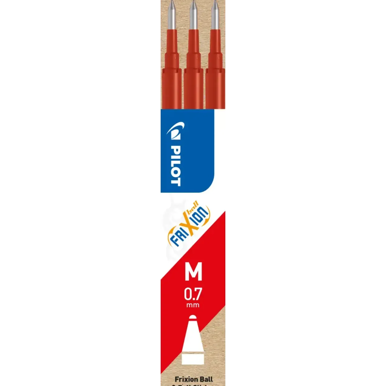 Rød refill til Pilot Frixion Clicker 0,7 mm - Sæt med 3 stk