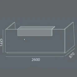 Receptionsdisk, DNA Antracit 2600 mm, Hæve-sænkebord