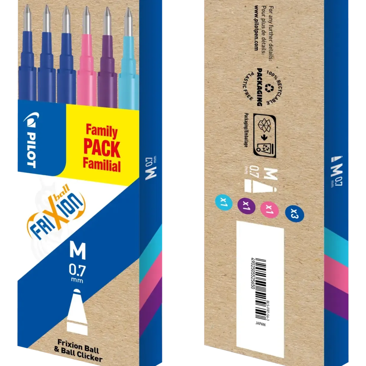 Refill pakke til Pilot Frixion Clicker 0,7 - Sæt med 6 stk