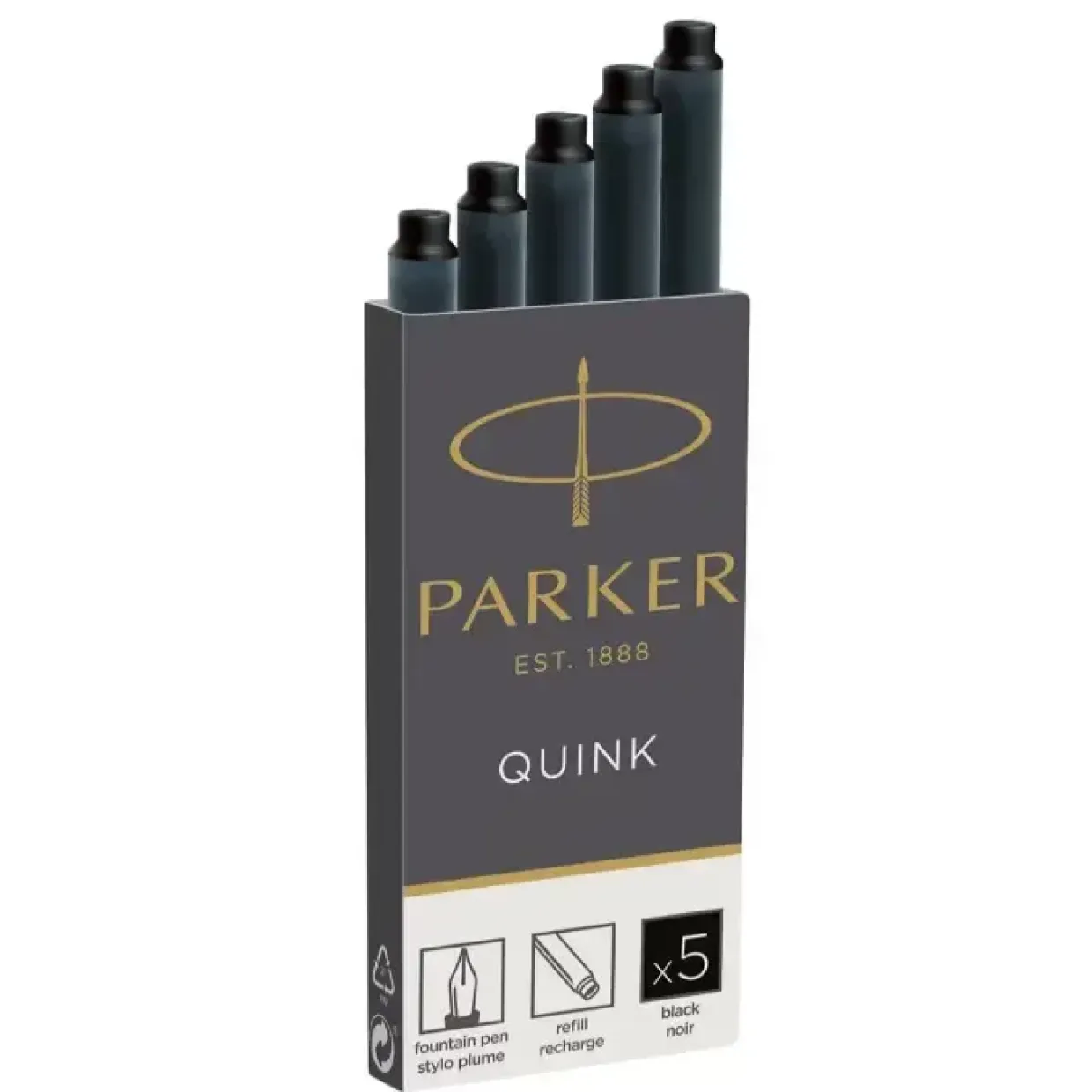 Refill til Parker fyldepen - Sort blæk S0881570 - 5 stk REFILLER