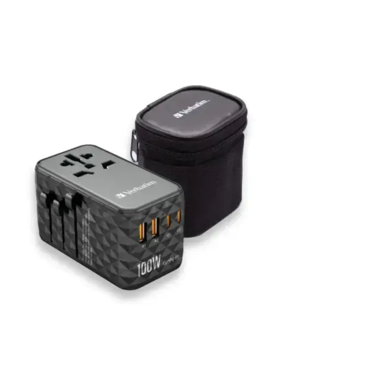 Rejse adapter Verbatim GaN III Universal Travel Adapter UTA-10 2xUSB-C PD140W QC 4+ sort