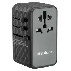 Rejse adapter Verbatim GaN III Universal Travel Adapter UTA-10 2xUSB-C PD140W QC 4+ sort