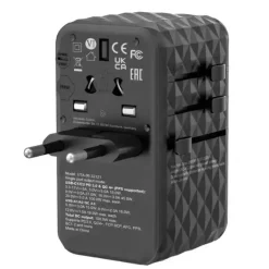 Rejse adapter Verbatim GaN III Universal Travel Adapter UTA-10 2xUSB-C PD140W QC 4+ sort
