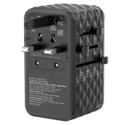 Rejse adapter Verbatim GaN III Universal Travel Adapter UTA-10 2xUSB-C PD140W QC 4+ sort