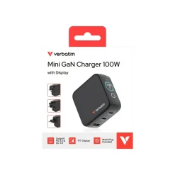 Rejseoplader - Verbatim - Mini GaN Charger - 3-port - 100W - USB-C - Sort