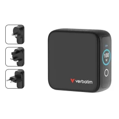 Rejseoplader - Verbatim - Mini GaN Charger - 3-port - 100W - USB-C - Sort