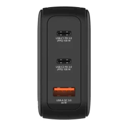 Rejseoplader - Verbatim - Mini GaN Charger - 3-port - 100W - USB-C - Sort