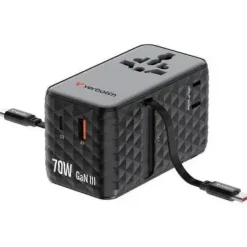 Rejseoplader - Verbatim - 170W - USB-C - Udtrækkeligt kabel - Sort