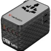 Rejseoplader - Verbatim - 170W - USB-C - Udtrækkeligt kabel - Sort