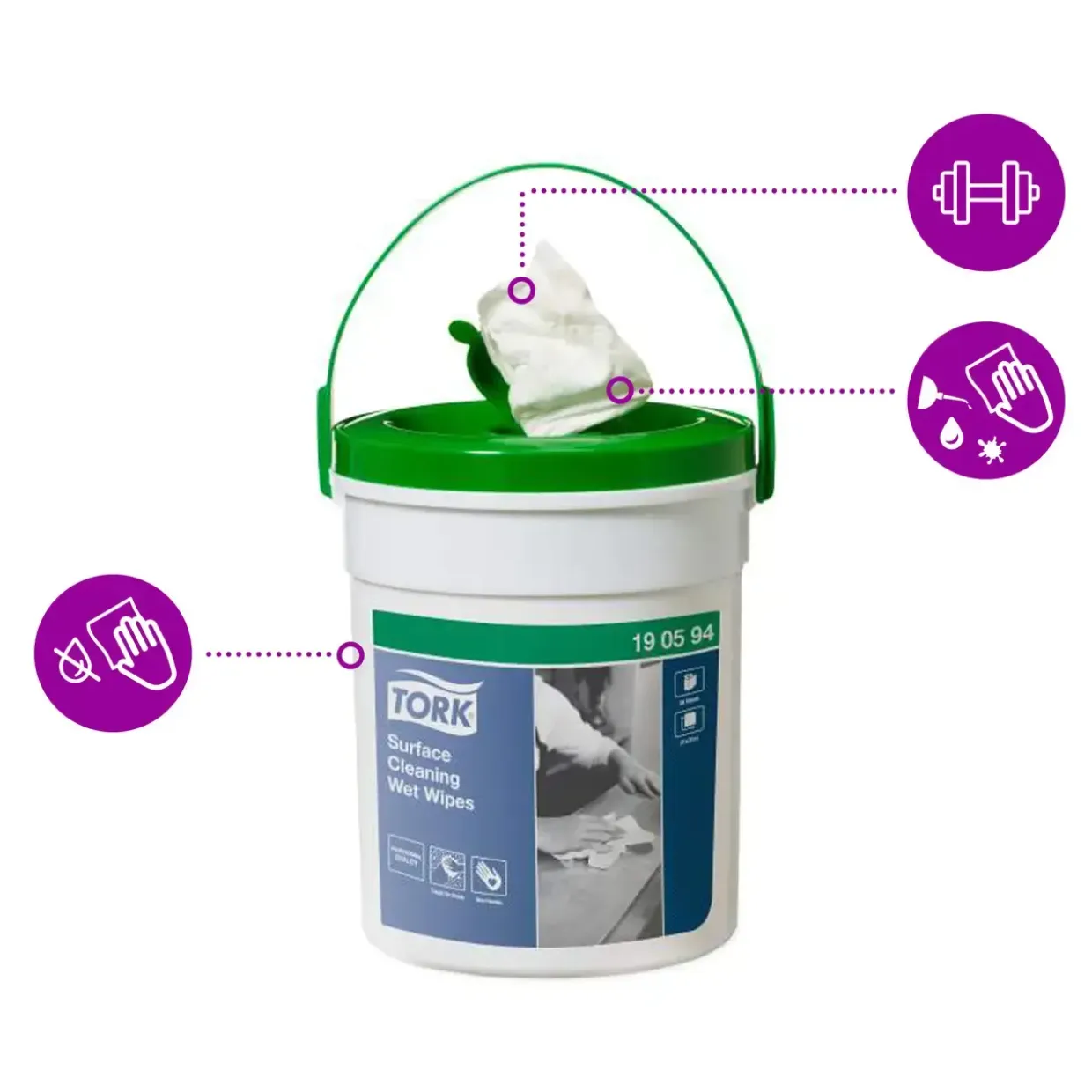 Rengøringsklude - Tork Wet Wipe 190594 Handy Bucket - 4 spande