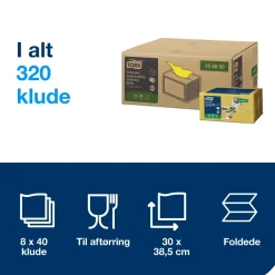 Rengøringsklud - Tork 194650 Premium W8 SmallPack - Gul - 38,5 x 30 cm - 40 stk