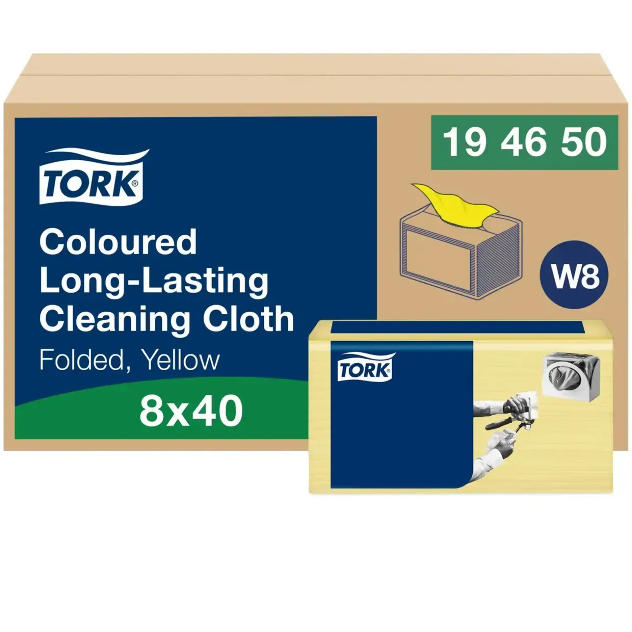 Rengøringsklud - Tork 194650 Premium W8 SmallPack - Gul - 38,5 x 30 cm - 40 stk