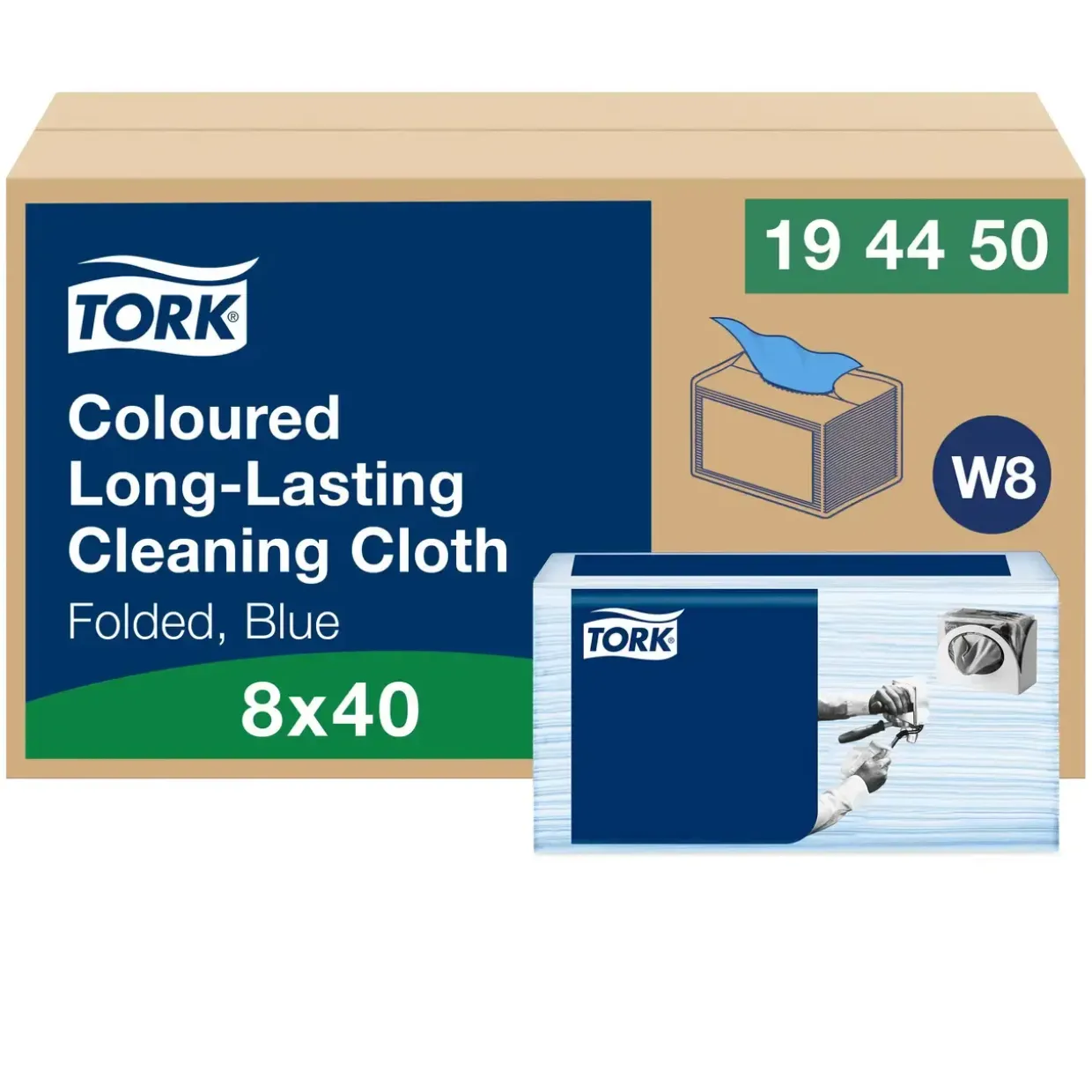 Rengøringsklud - Tork - 194450 - Premium - W8 - Small Pack - Blå - 38,5 x 30 cm - 40 stk