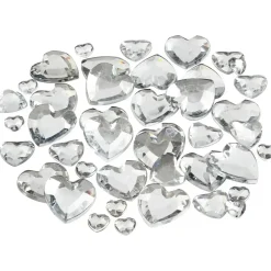 Rhinsten størrelse 6 + 10 + 14 mm sølv hjerter - 252 assorteret