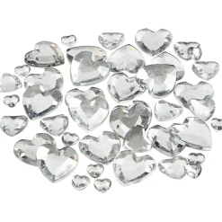 Rhinsten størrelse 6 + 10 + 14 mm sølv hjerter - 252 assorteret