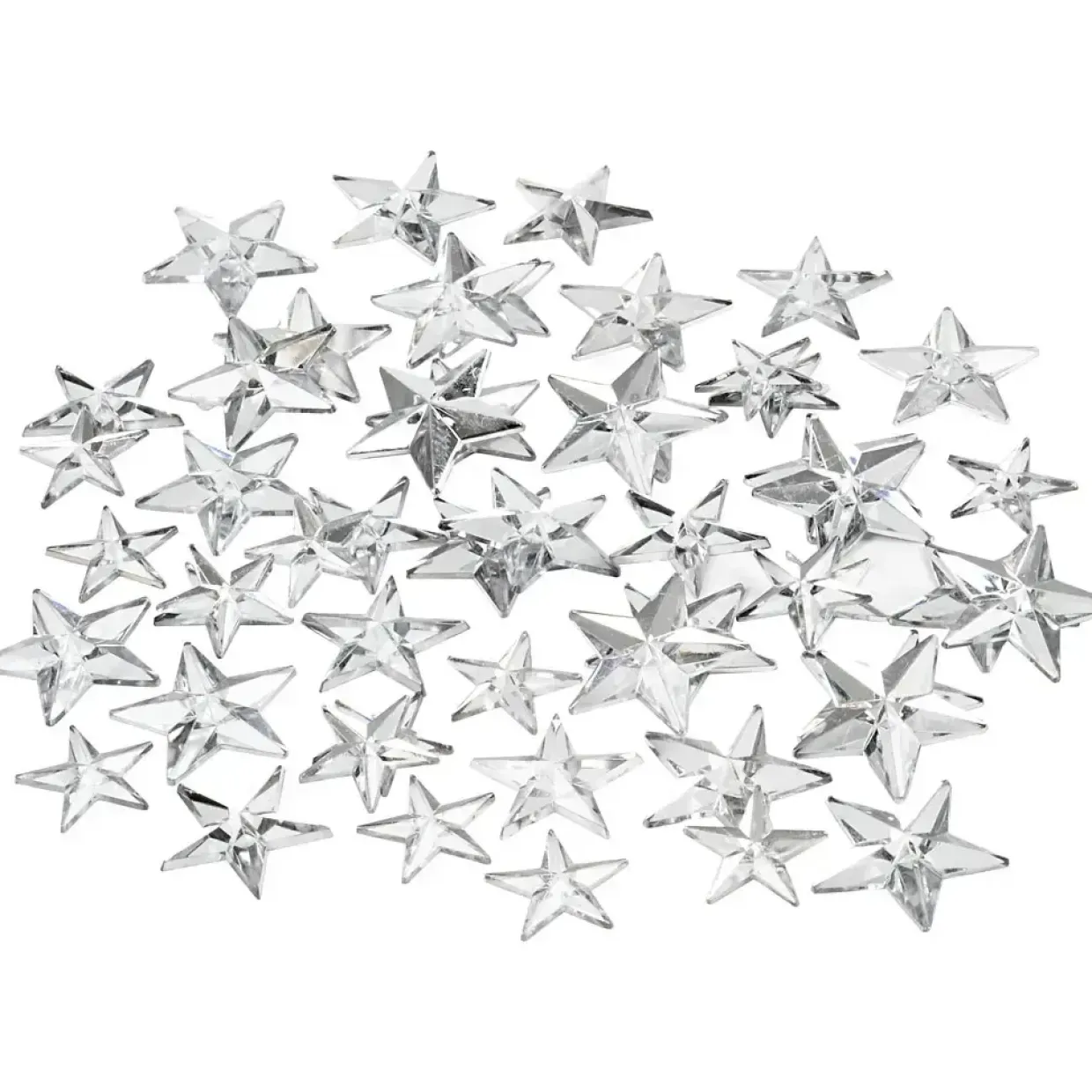 Rhinsten størrelse 11 + 12 + 16 mm sølv stjerner - 360 assorteret
