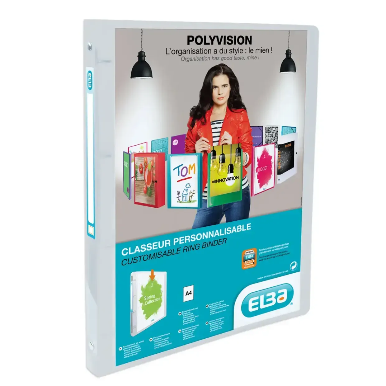 Ringbind A4 indstiksmappe 15 mm ryg Transparent Elba Polyvision