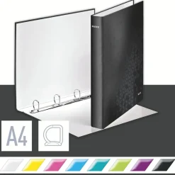Ringbind - Leitz WOW A4+ - 4 D-ring - 25 mm - Sort