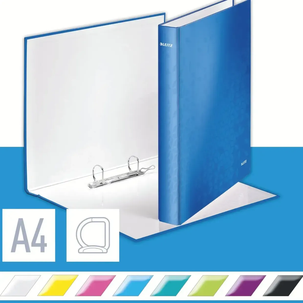 Ringbind Leitz WOW A4+ 2DR 25mm blå - Køb minimum 10 stk.