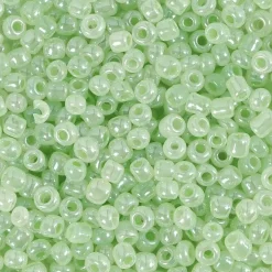 Rocailles perler, dia. 3 mm, hulstr. 0,6-1,0 mm, soft grøn, 25g, str. 8