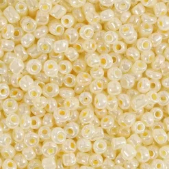 Rocailles perler, dia. 3 mm, hulstr. 0,6-1,0 mm, elfenben, 25g, str. 8