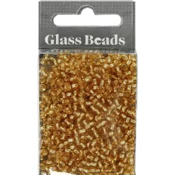 Rocailles perler, dia. 3 mm, hulstr. 0,6-1,0 mm, guld, 25g, str. 8