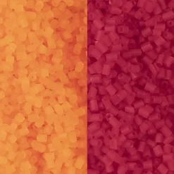 Rocaillesperler, str. 15/0 , diam. 1,7 mm, transparent orange, transparent rød, 2-cut, 2x7g, hulstr. 0,5 mm