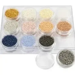 Rocaiperler diam. 1,7 mm str. 15/0 hulstr. 0,5-0,8 mm douche farver 12x15 g