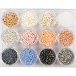 Rocaiperler diam. 1,7 mm str. 15/0 hulstr. 0,5-0,8 mm douche farver 12x15 g