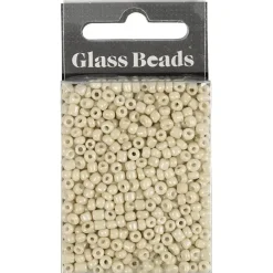 Rocaiperler diam. 3 mm str. 8/0 hulstr. 0,6-1,0 mm off white 25 g pr pakke