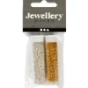 Rocaiperler, str. 15/0 , hulstr. 0,5-0,8 mm, guld, sølv, 2x7g