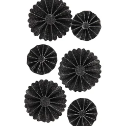 Rosetter diameter 35+50 mm sort glitter | 6 stk.