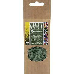 Rørperler NABBI BioBeads str. 5x5 mm, hulstr. 2,5 mm, medium, mørk grøn, 1000 stk.