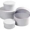 Runde æsker – dia. 8, 10, 12 og 14 cm – H: 4, 5, 6 og 7 cm – 4 stk