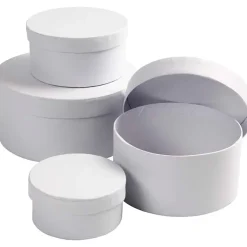 Runde æsker – dia. 8, 10, 12 og 14 cm – H: 4, 5, 6 og 7 cm – 4 stk