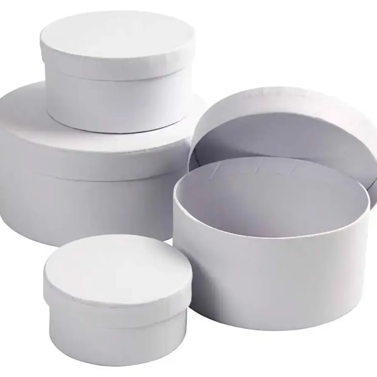 Runde æsker – dia. 8, 10, 12 og 14 cm – H: 4, 5, 6 og 7 cm – 4 stk
