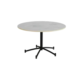 Rundt bord Zam Ø1200 mm, lysegrå, lyddæmpende linoleum, sort stel
